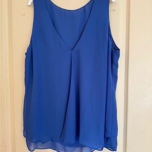 Sleeveless v- neck layered (floaty) top blue size L